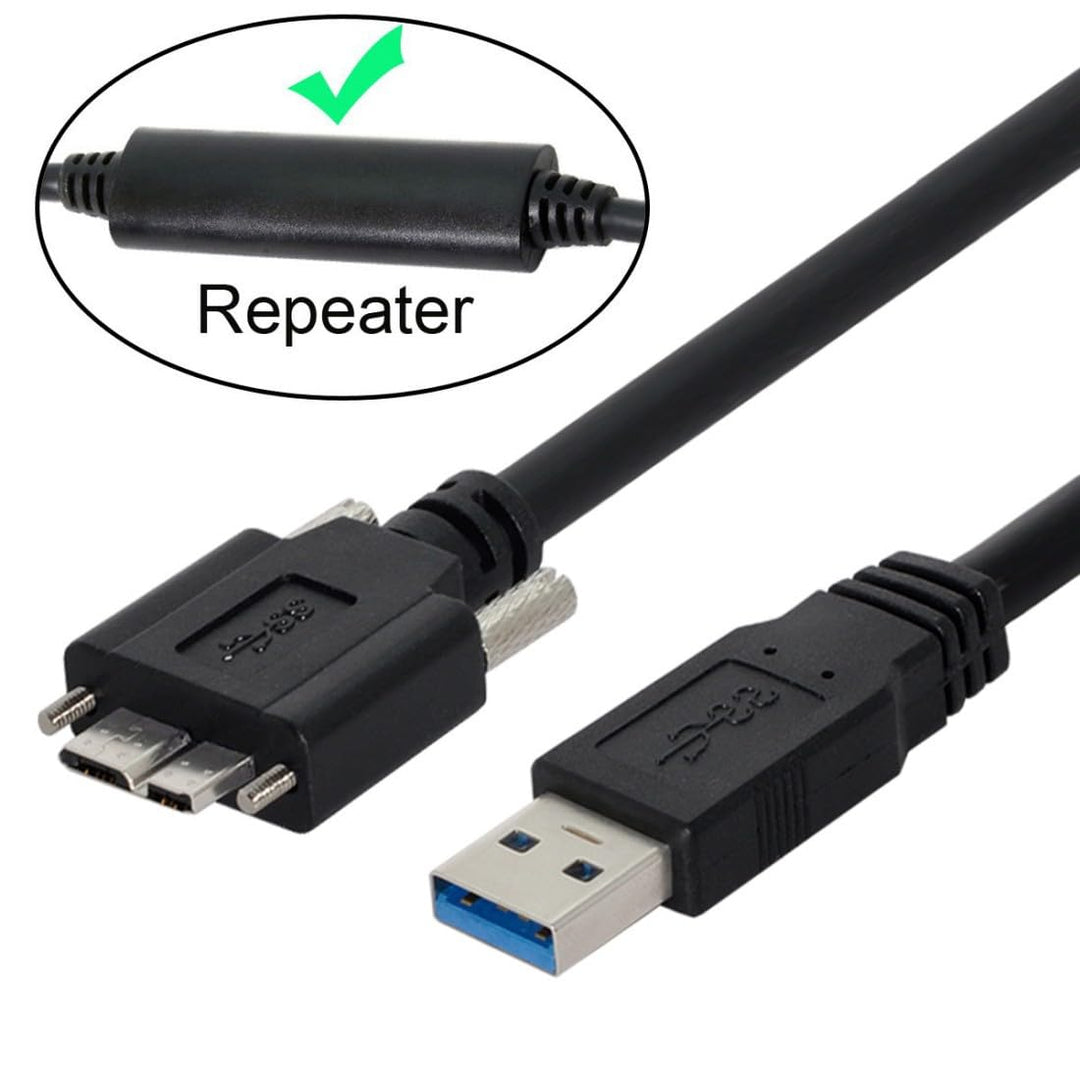 chenyang CY 8m USB 3.0 A Repeater-Kabelstecker auf Micro USB 3.0 B-Stecker mit Befestigungsschrauben