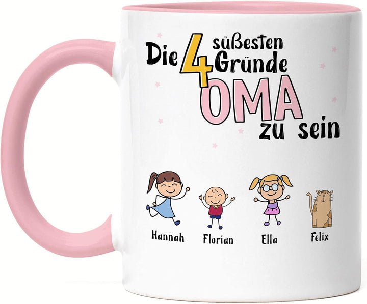 Oma Tasse Rosa Geburtstag Personalisiert für Oma Enkel Enkelin Baby Geschenk Kinder Oma Geschenk Mut