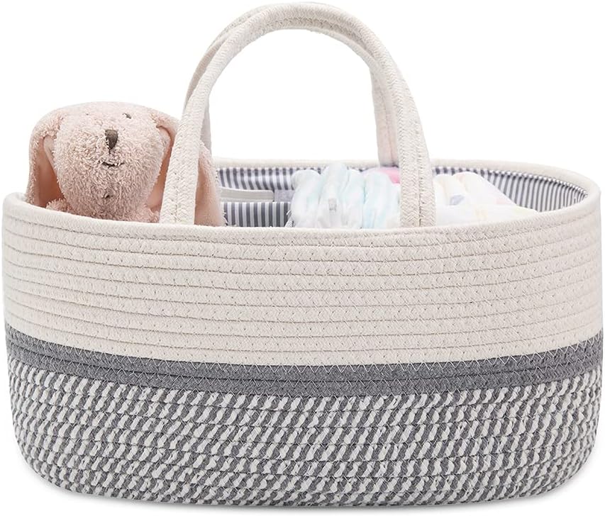 JiA QAQ Baby-Wickeltasche, tragbar, Baumwollseil, gewebte Wickeltasche, Aufbewahrungskorb für Kinder