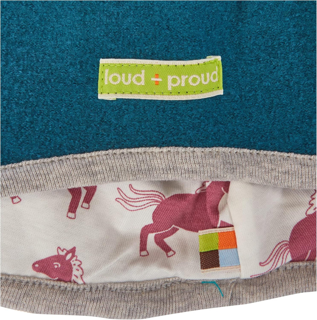 loud + proud Unisex Kinder Wollwalk, GOTS Zertifiziert Mütze, Petrol, 45-48 EU