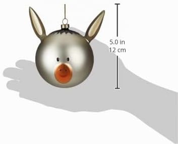 Alessi Asinello Weihnachtsbaumkugel aus mundgeblasenem Glas, Handdekoriert, 1er Pack, 9,0 x 9,0 x 13