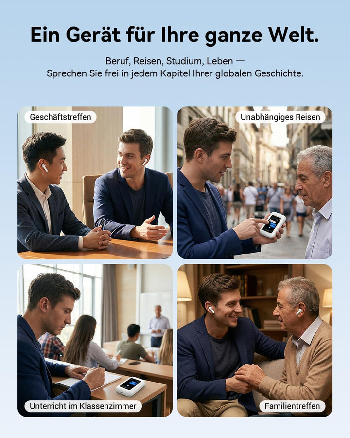 A8 Sprachübersetzer & Übersetzer KopfhöRer 2-In-1 – 144 Sprachen Echtzeit, Offline Übersetzer Ohne I