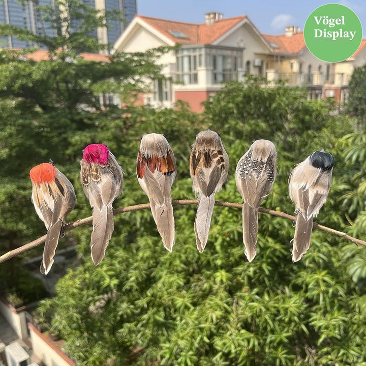 lwingflyer 12 Stück Künstliche Vögel Naturgetreu Deko Spatz Weihnachten Deko Vogel mit Clip für Gart