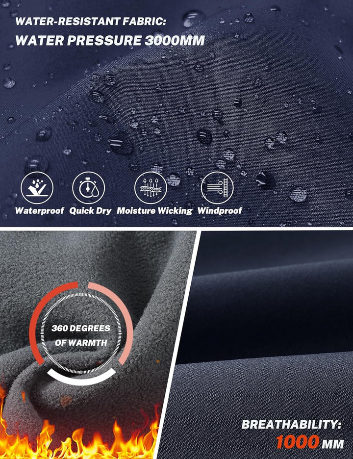 MoFiz Herren Wanderhose Warm Gefüttert Outdoorhose Wasserdicht Skihose Softshellhose Winddicht Arbei