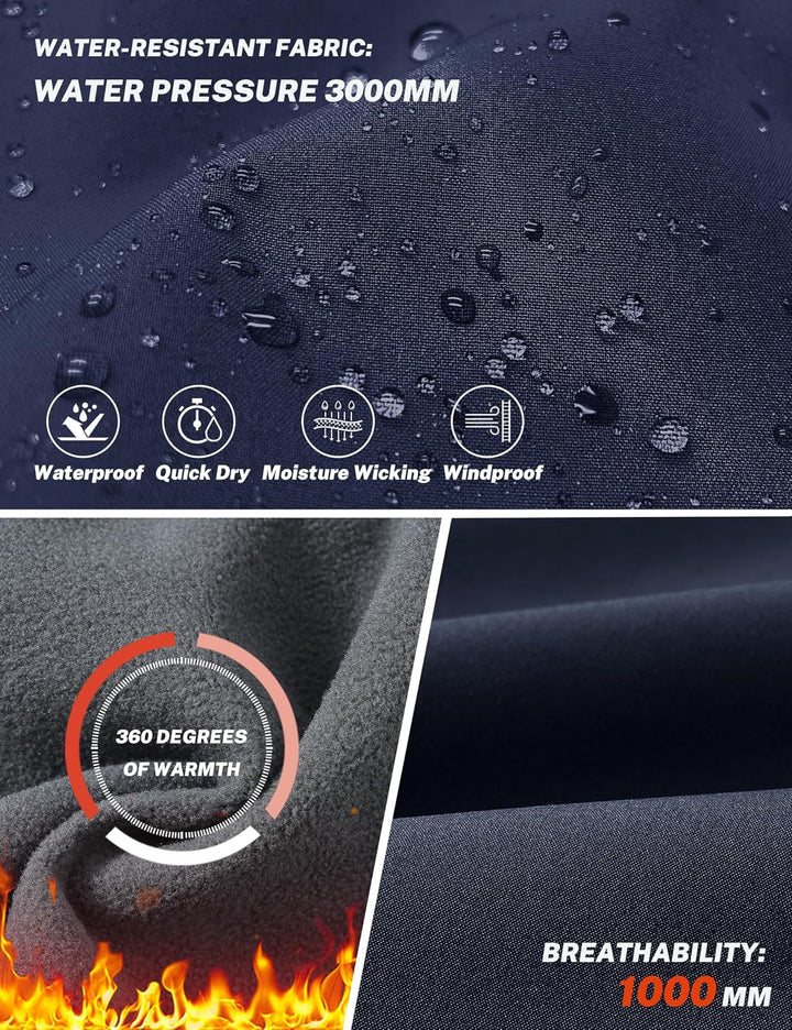 MoFiz Herren Wanderhose Warm Gefüttert Outdoorhose Wasserdicht Skihose Softshellhose Winddicht Arbei