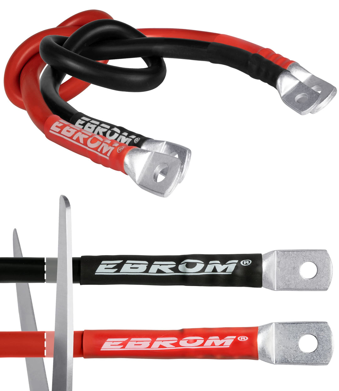 EBROM HI-FLEX Batteriekabel hochflexibel rot + schwarz 12V 24V 36V, 30cm bis 5m, 35 mm² Stromstärken