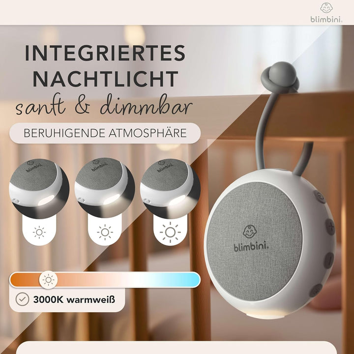 White Noise Machine Baby - Einschlafhilfe für Babys mit Nachtlicht - Regengeräusche zum Einschlafen,