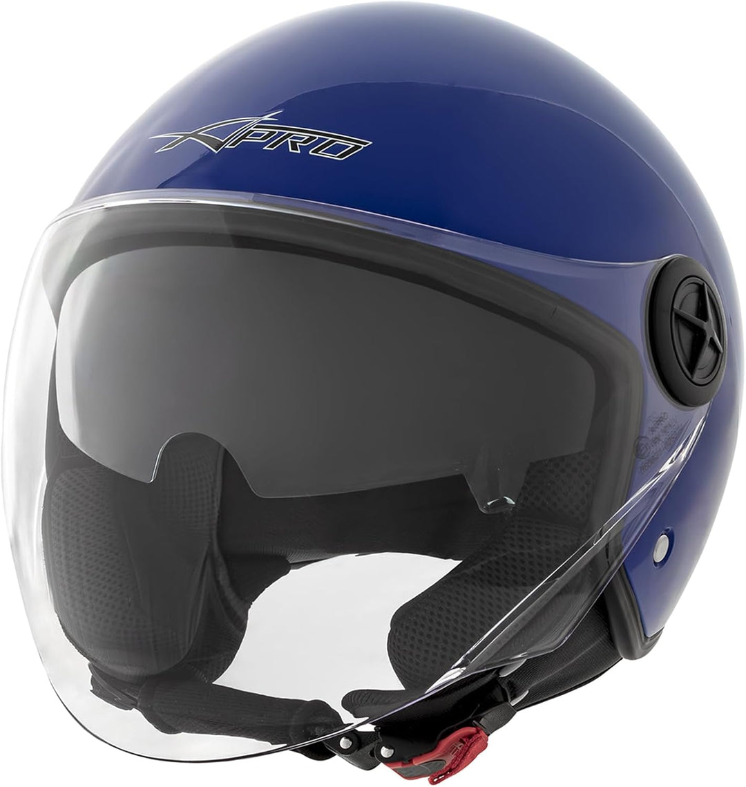 Motorradhelm Motorrad Roller Jet Helm Innensonnenblende 2 Viser SonicMoto 57-58 cm ( M) Blau, 57-58