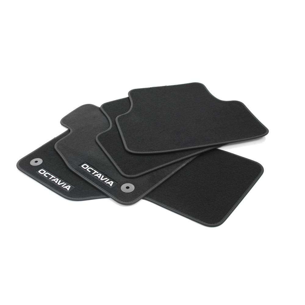 Skoda 5E4061404 Fussmatten Textil Velours 4X Stoffmatten, mit Octavia Schriftzug, schwarz