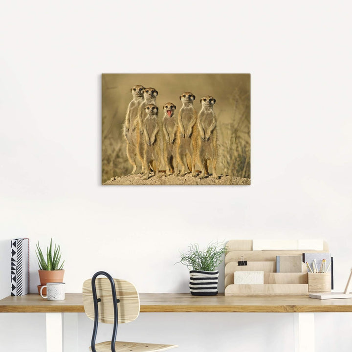 ARTland Leinwandbilder Wandbild Bild auf Leinwand 80x60 cm Erdmännchen Familie T5MH Erdmännchen Fami