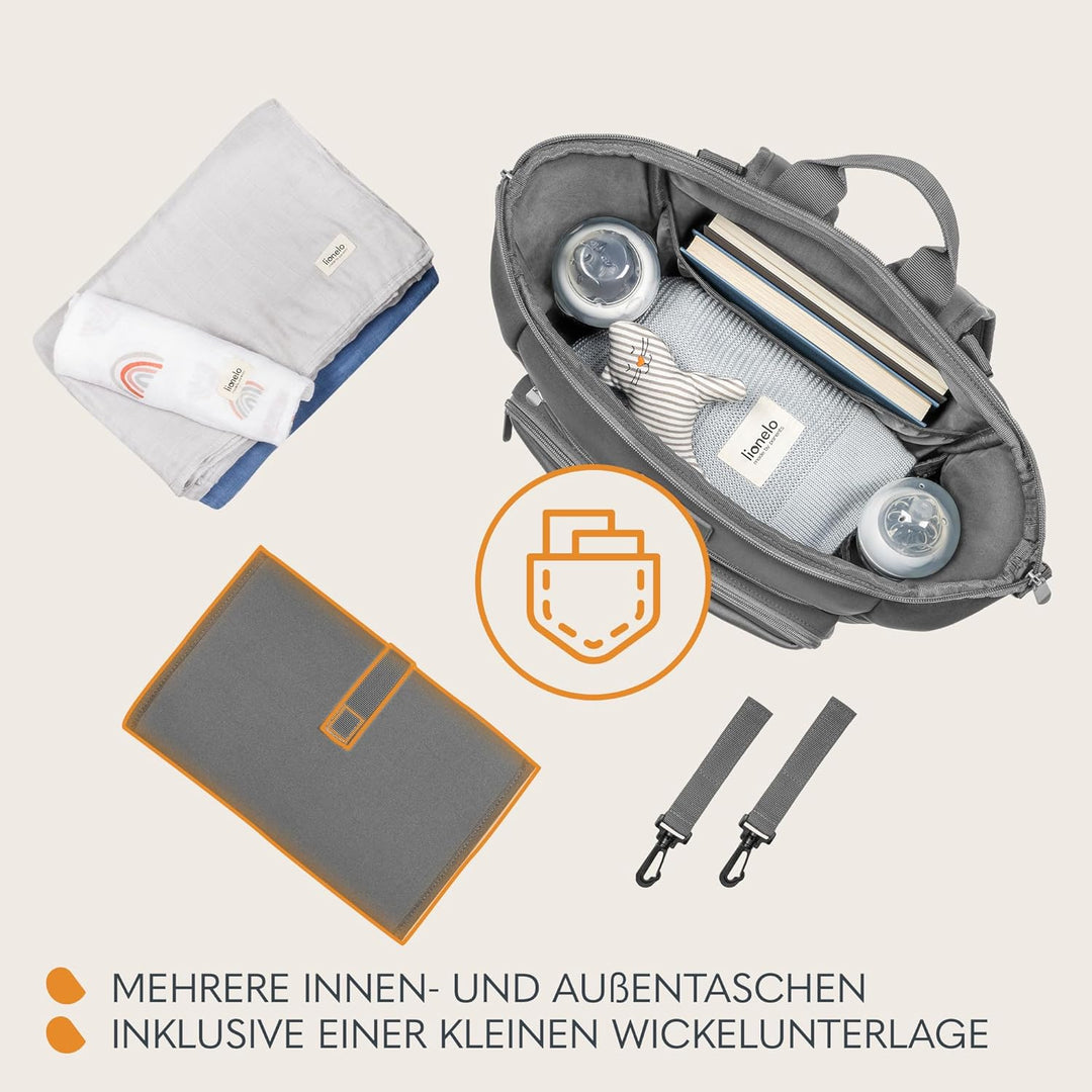 Lionelo Cube Rucksack, Baby Tasche, Wickeltasche, Babysachen, leicht für Spaziergänge und Reisen mit