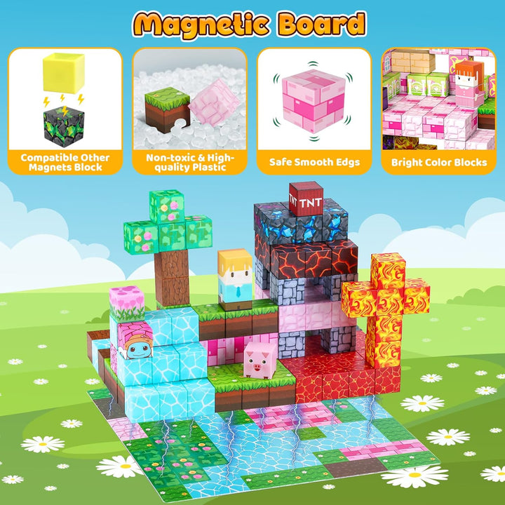 Magnetische Bausteine 200 Stück, Magnetspielzeug Kreatives STEM Magnetic Building Blocks Spielzeug G