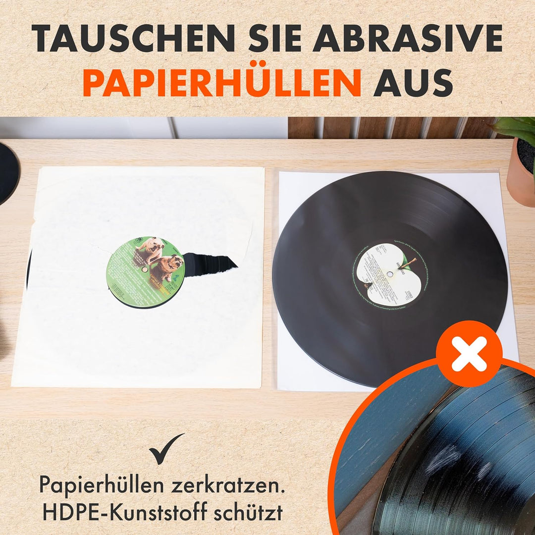 100x 12 Innenhüllen Für LP Schallplatten | Audiophile 12 Zoll Antistatische Gefüttert Vinyl Schutzhü