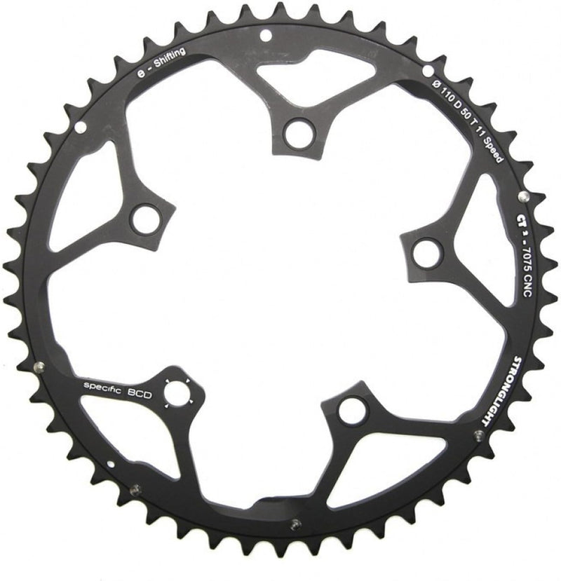 Stronglight Kettenblatt E-Shifting 110D Campagnolo (aussen | 50 Zähne | 11-Fach) Schwarz, Schwarz