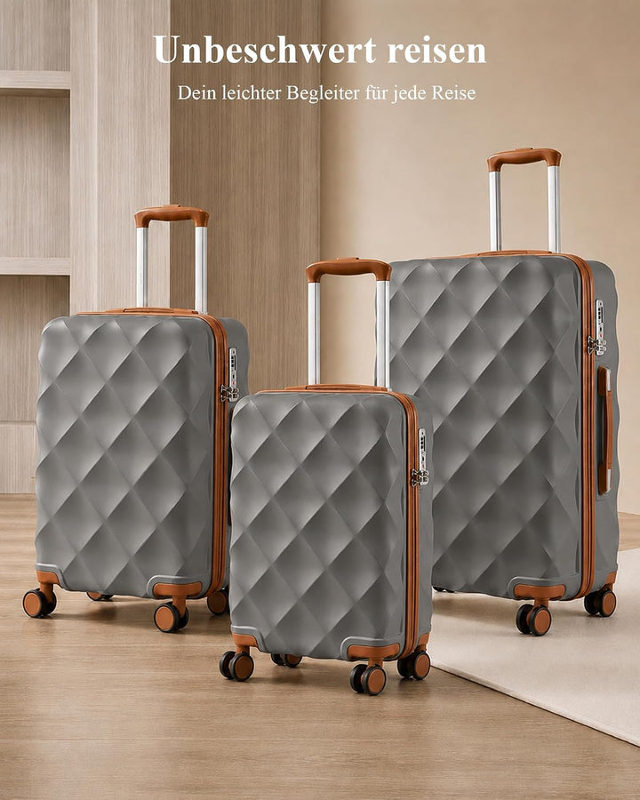 British Traveller Handgepäck Koffer 54x36.5x21.5 cm, Hartschalen Reisekoffer aus ABS+PC mit TSA-Schl