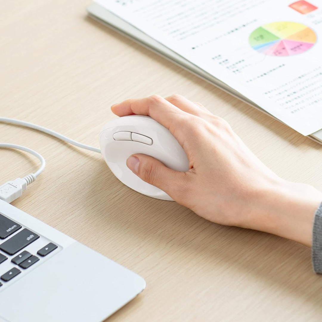 SANWA Ergonomische Maus mit Kabel, Optische Vertikale Maus für Kleine bis Mittelgrosse Hände, 1000/1