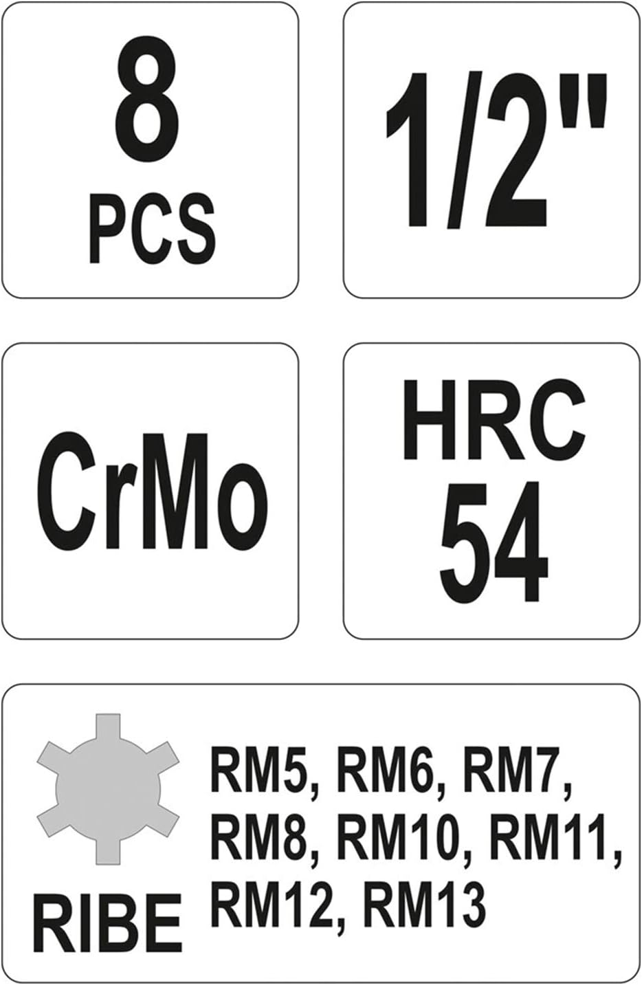 IMPACT BIT SOCKET SET RIBE 8PCS 12