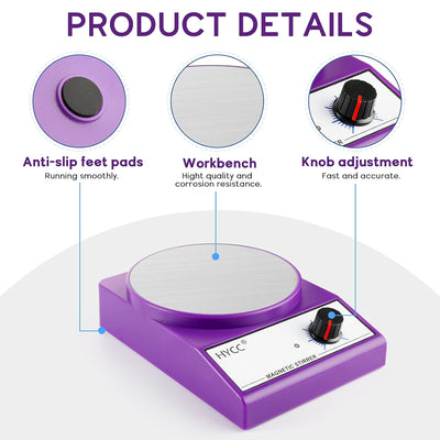 HYCC Labor Magnetrührer mit 7 Magnetrührstäbchen und Rührstab-Retriever, 3000 Umdrehungen/min, Max.