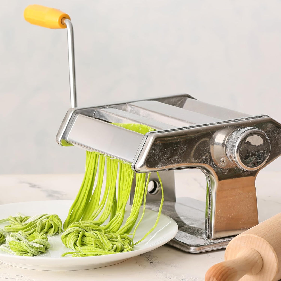 Retoo Manuelle Nudelmaschine Edelstahl, Pasta Maker, Pastamaschine Nudel Maschine für Spaghetti, Las