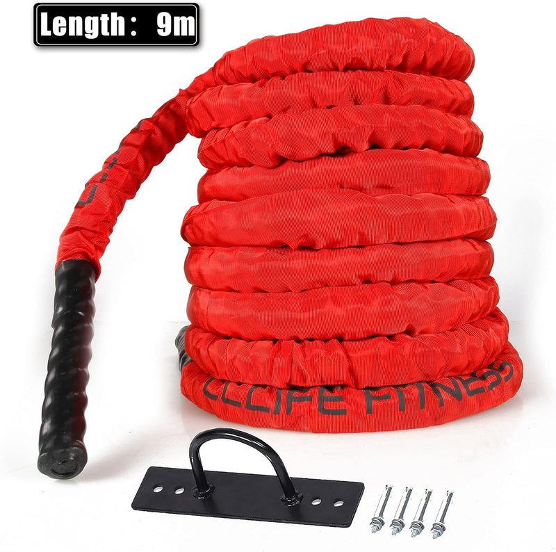 CCLIFE Battle Ropes Schlachtseil 9m 12m 15m Ø38mm Fitnesse Sport Tau Trainingsseil Fitnessseil Sport