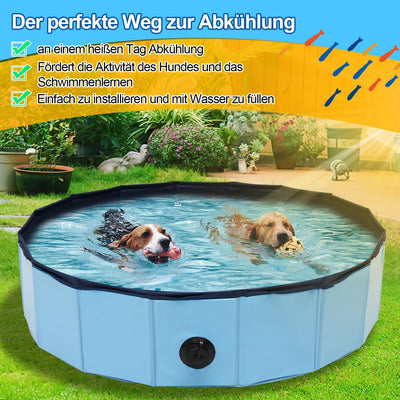 Vigevee Hundepool Klappbares 120 * 30CM, Hundepool fur Grosse Hunde, Hundebadewanne Hunde Planschbec
