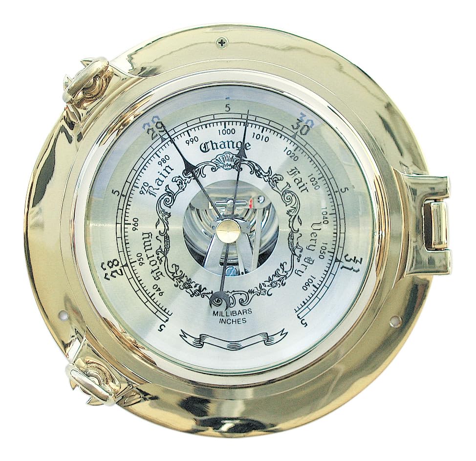 Barometer im Bullauge Messing, Ø: 14cm