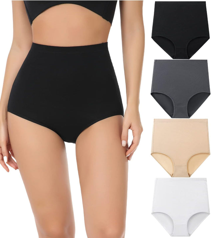 wirarpa Unterhosen Damen Baumwolle Unterwäsche Super Hohe Taille Frauen Slips 4er Pack S Mehrfarbig0