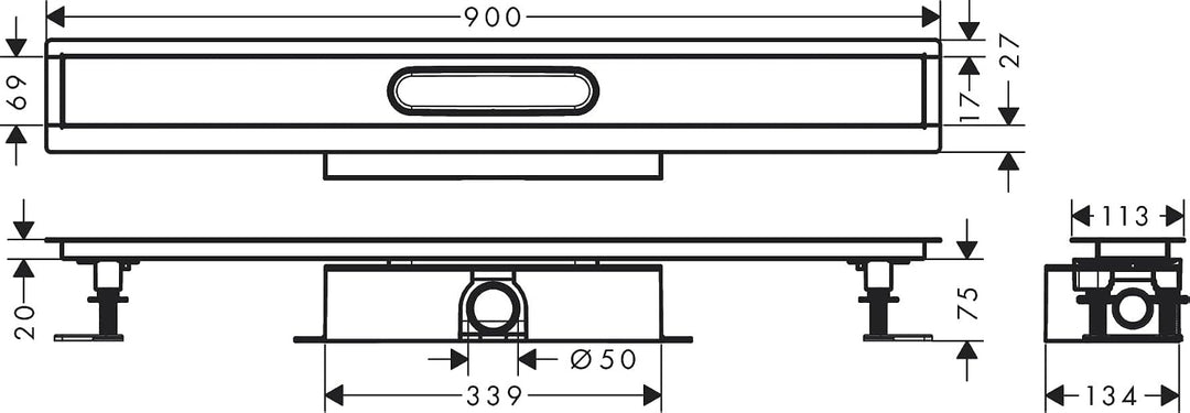 hansgrohe uBox universal Komplettset (Installationsset + Grundkörper) 900mm für Standardinstallation