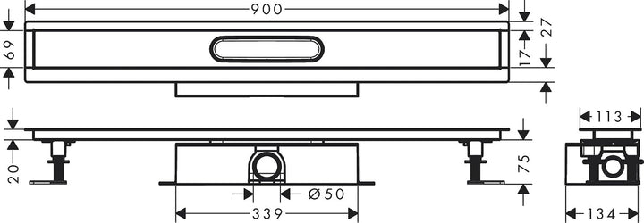 hansgrohe uBox universal Komplettset (Installationsset + Grundkörper) 900mm für Standardinstallation