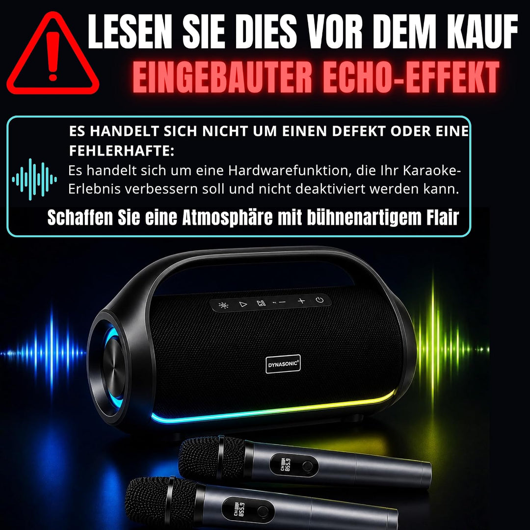 DYNASONIC S90 – IPX7 tragbarer Bluetooth Lautsprecher. Kabelloser Outdoor Lautsprecher. Stereoanlage