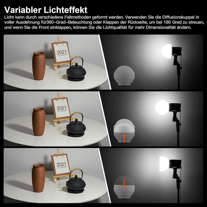 Godox ML-CD15 Diffusionskuppel Kit (3 Adapterringe Enthalten) Faltbares Diffusor Dome,Blitzlichtdiff