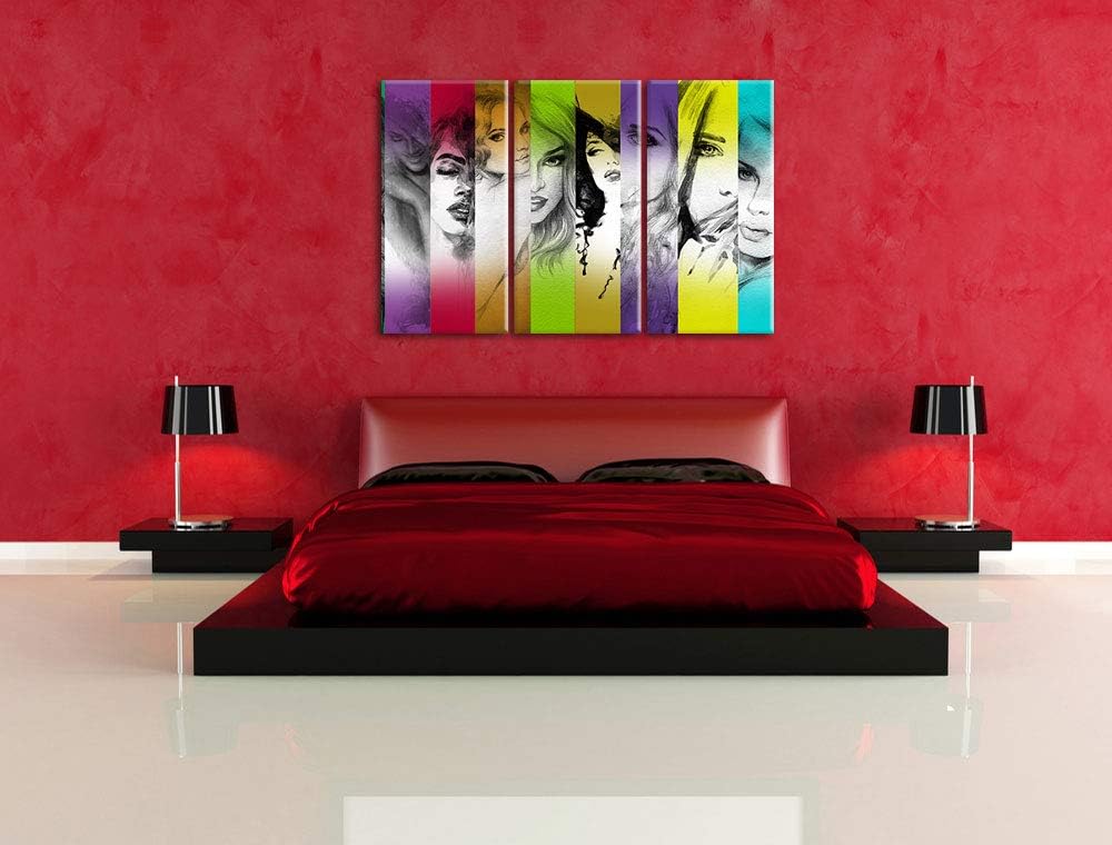 die vielen Geischter der Frau schwarz/weiss 3-Teiler Leinwandbild 120x80 Bild auf Leinwand, XXL ries