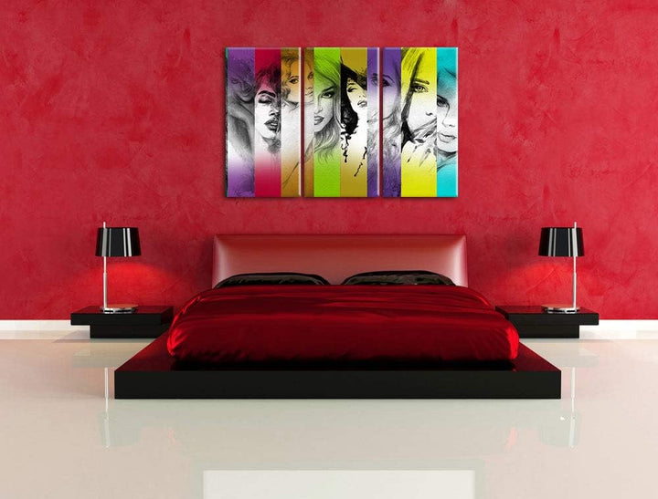 die vielen Geischter der Frau schwarz/weiss 3-Teiler Leinwandbild 120x80 Bild auf Leinwand, XXL ries