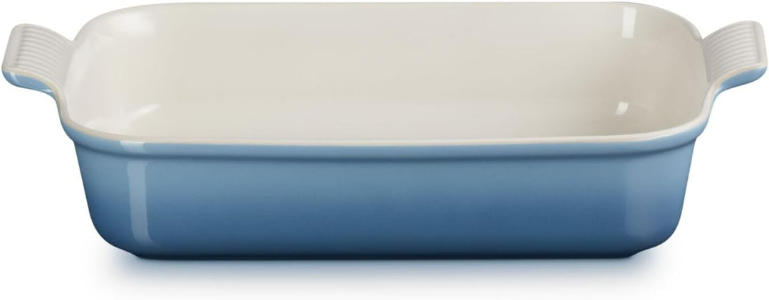 Le Creuset Rechteckige Auflaufform Tradition aus Steinzeug, 32 cm, 2.31 kg, Chambray, 71102324340001