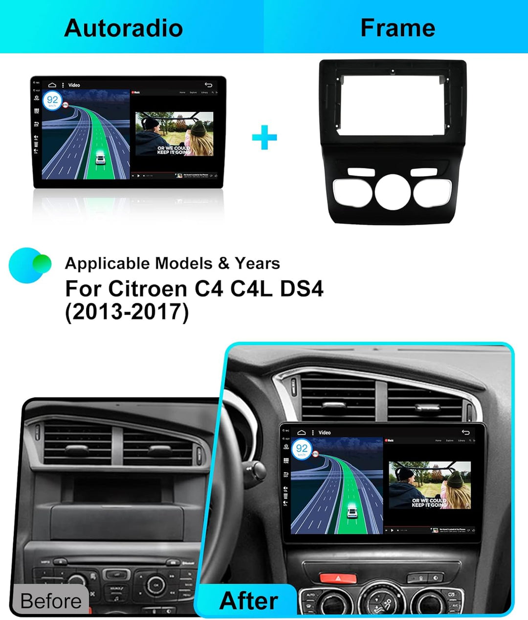 JOYX - [6G+128G] - Android 15 Autoradio Passt für Citroen C4 C4L DS4 (2013-2017) - Kabellos Carplay/