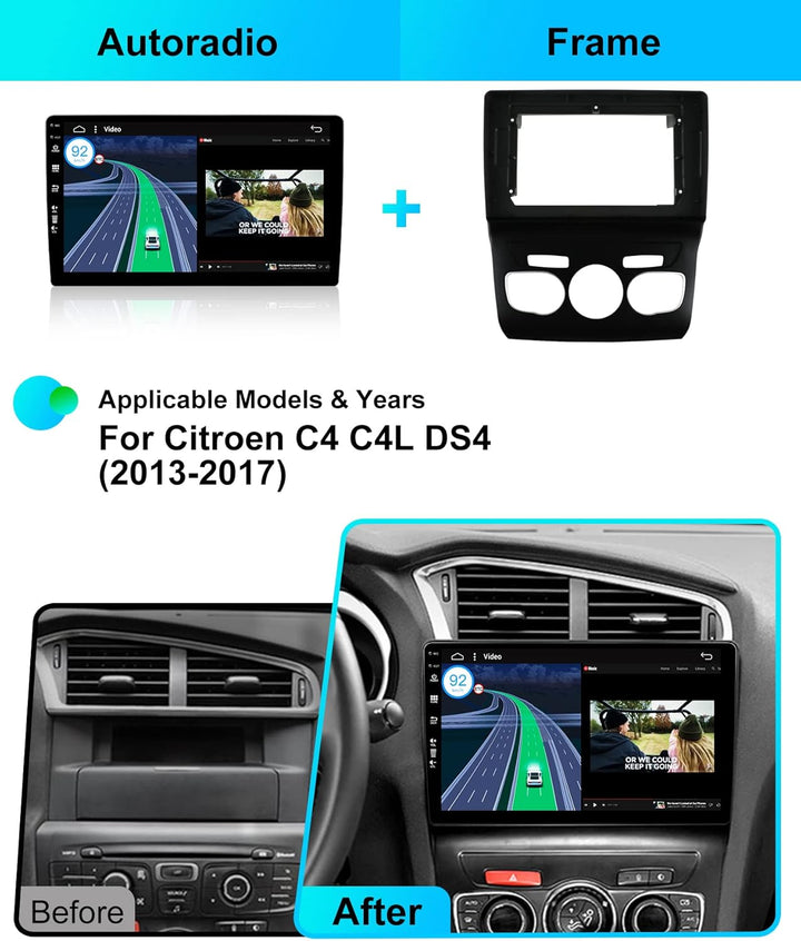 JOYX - [6G+128G] - Android 15 Autoradio Passt für Citroen C4 C4L DS4 (2013-2017) - Kabellos Carplay/