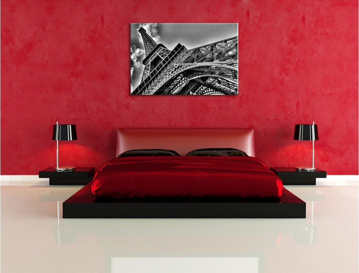 Monocrome, Gigantischer Eifelturm Paris, Format: 100x70 auf Leinwand, 100x70