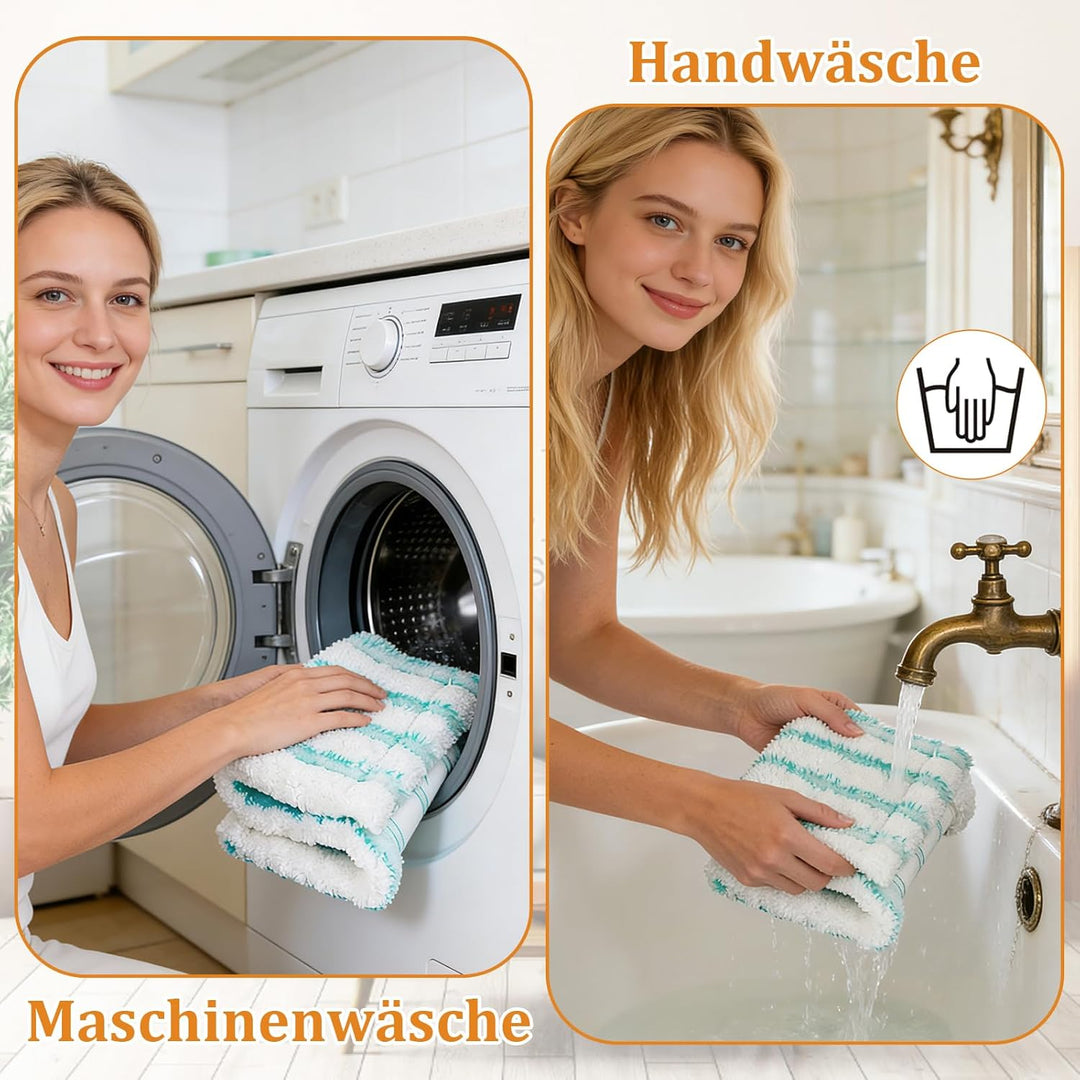 4 Ersatz-Wischbezüge für Leifheit Profi XL / Micro Duo | 2-in-1 Fasersystem | Hohe Wasseraufnahme &amp;