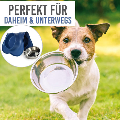 KaraLuna Napfunterlage aus Silikon mit Edelstahl Futternapf I Für Katzen & Hunde (400ml, Blau) Blau