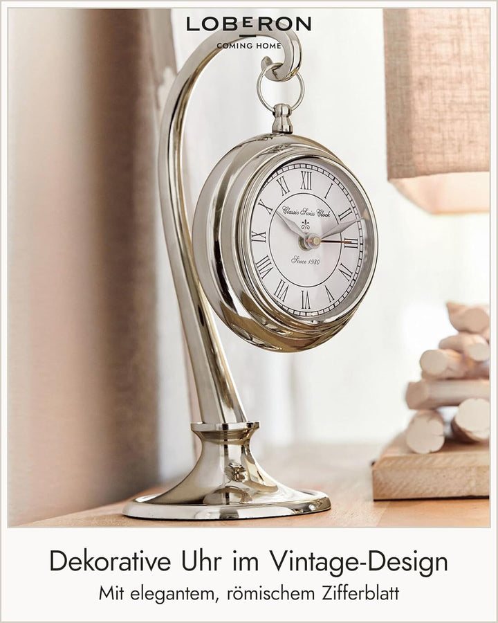 Loberon Uhr Barbe, authentische Nostalgie, dekorativer Zeitmesser, Elegantes Design, Wohn-Accessoire