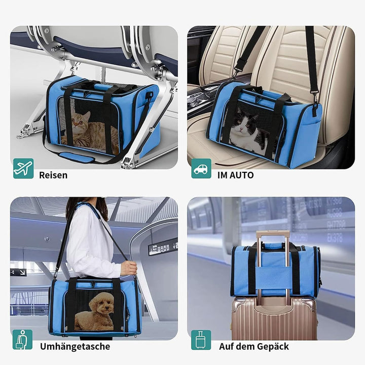 TOFFCAEA Transporttasche für Katze Hund, Hundetransportbox, Faltbare Katzentransportbox, tragbar, 5k