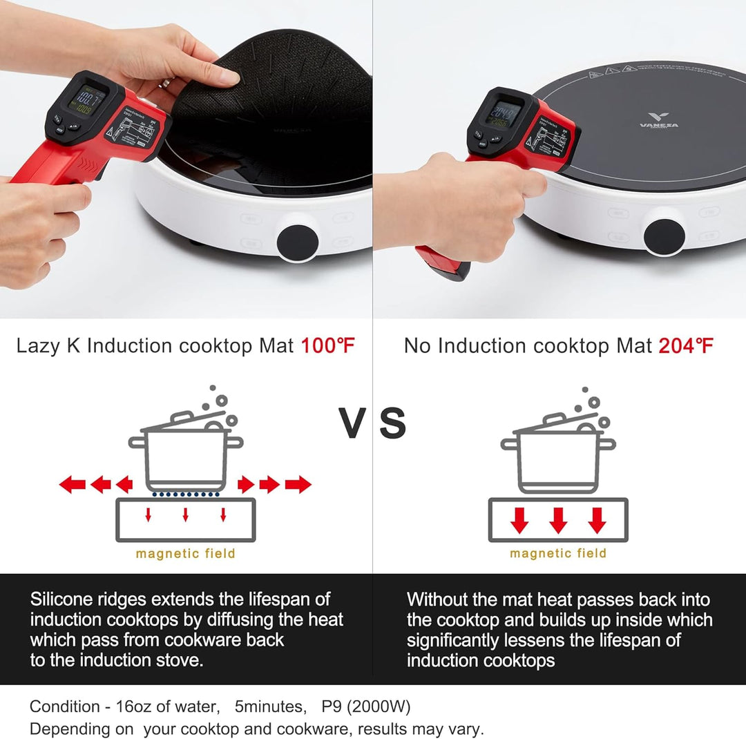 Lazy K Induktionsherdmatte – Silikon-Fiberglas-Kratzschutz – für magnetischen Herd – rutschfeste Pad