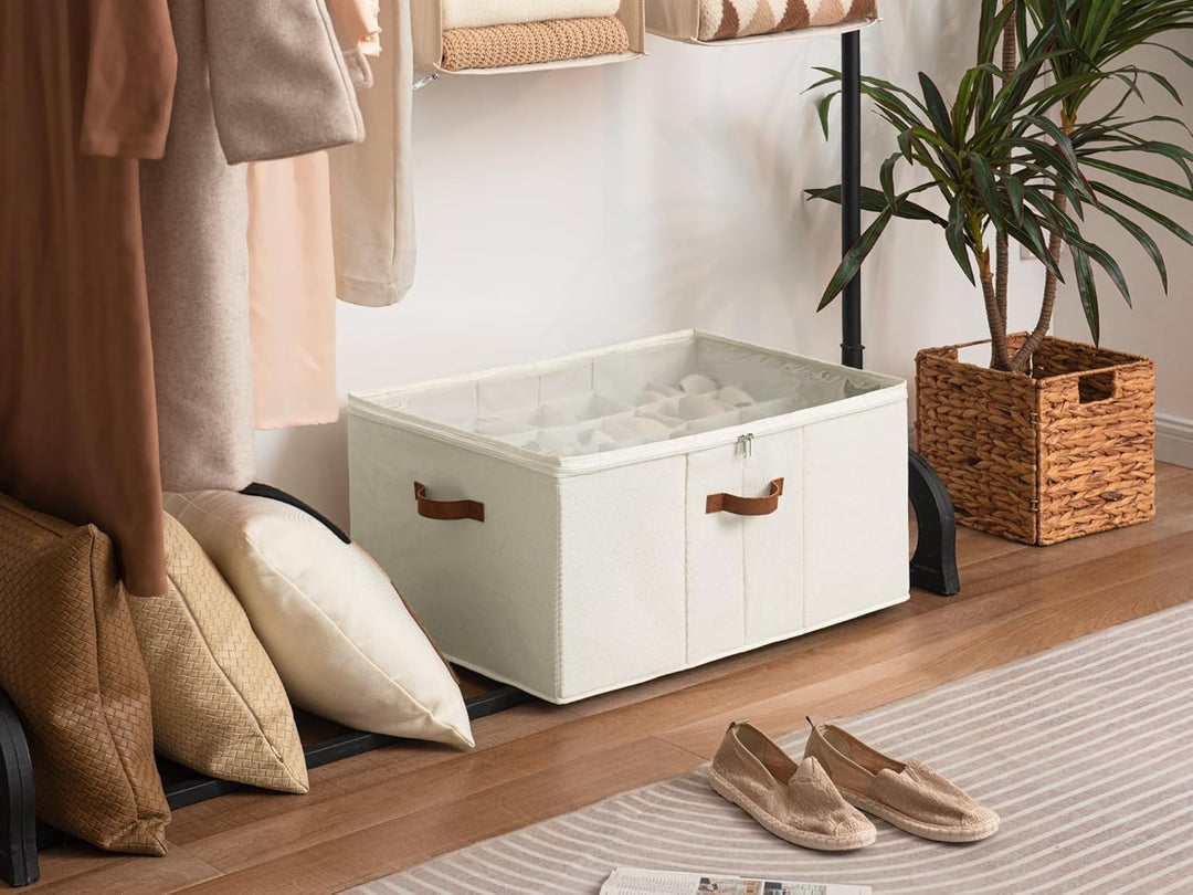 StorageWorks Schuhorganizer für Schrank, Stoff Schuhaufbewahrungsbox mit Deckel, extragrosse Schuhau