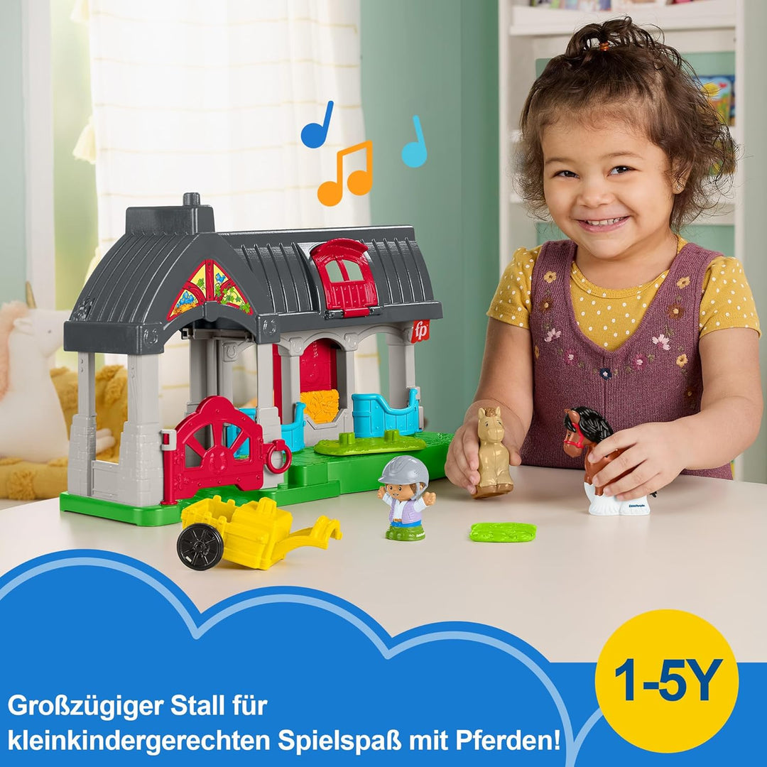 Fisher-Price Little People Spielzeug für Kleinkinder, Spielset Niedlicher Pferdestall mit Geräuschen