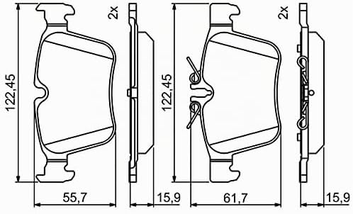 Bosch BP1767 Bremsbeläge - Hinterachse - ECE-R90 Zertifizierung - vier Bremsbeläge pro Set