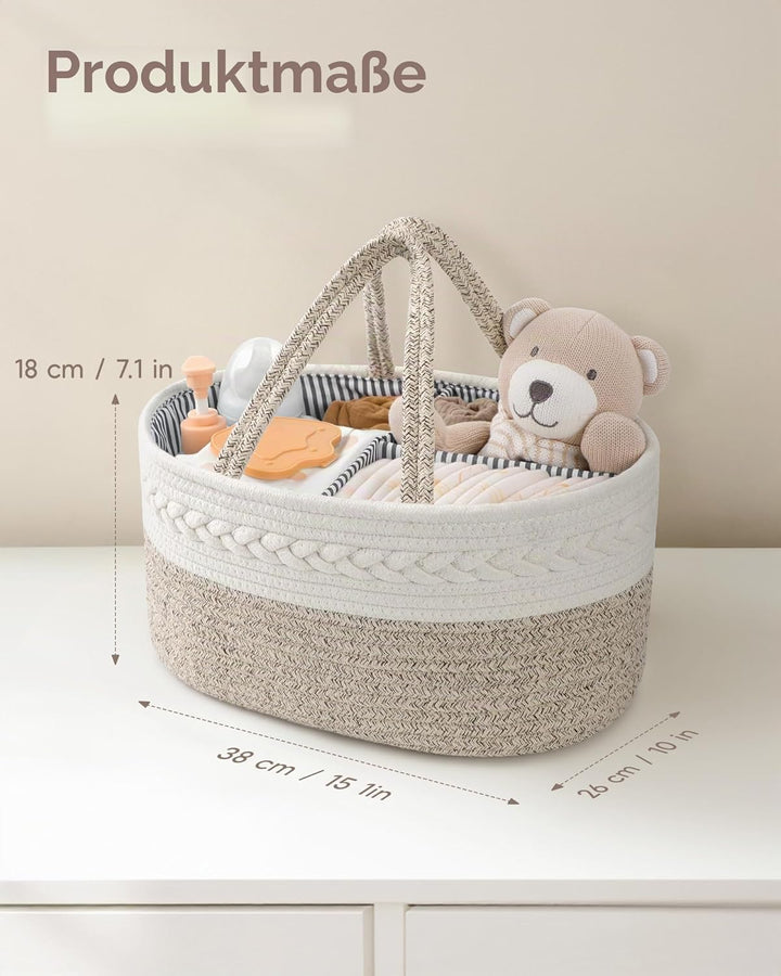 Maliton Baby Windel Caddy Organizer，Wickeltisch Organizer Aufbewahrungskorb mit Herausnehmbaren Fäch