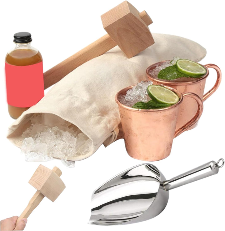 3pcs/Set Ice Bag und Mallet, Ice Mallet und Beutel mit Ice Scoop Food Grade Manual Ice Crusher wiede