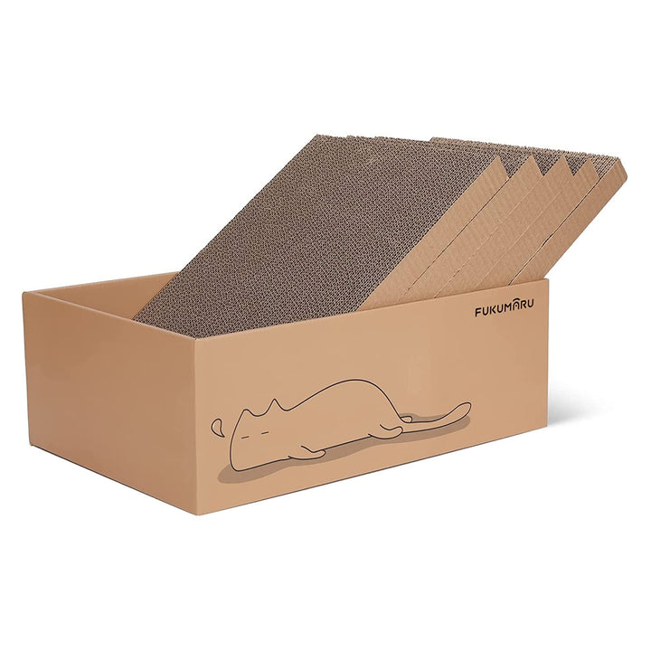 FUKUMARU Kratzbrett Katze, 5er-Set, Katzenkratzbox mit hochwertiger Karton, Doppelseitige Kratzpappe