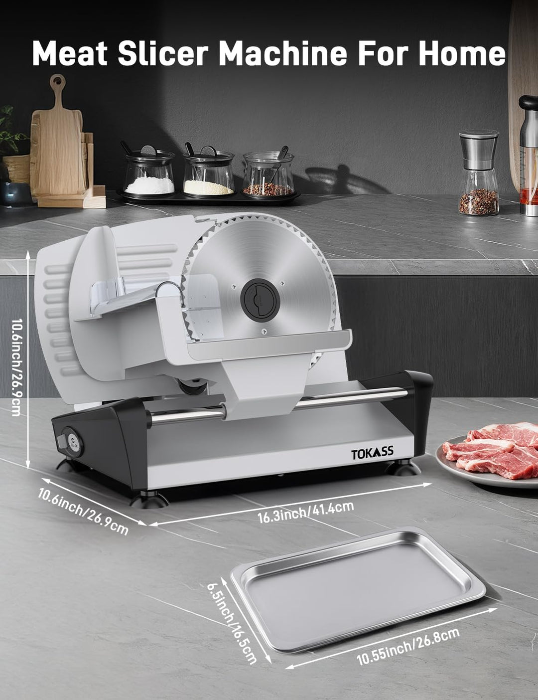 Elektrische Allesschneider Mit Leisem DC-Motor, 200W Brotschneidemaschine, Duale 19CM Edelstahlkling