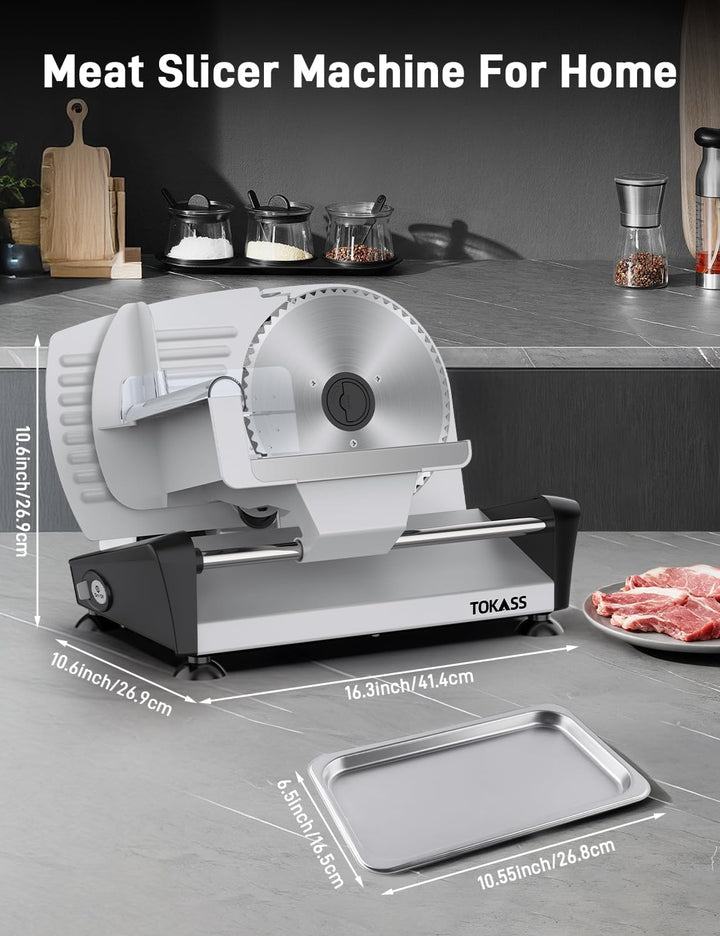 Elektrische Allesschneider Mit Leisem DC-Motor, 200W Brotschneidemaschine, Duale 19CM Edelstahlkling
